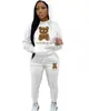 Novo conjunto de moletom com capuz casual de comércio exterior marca de moda conjunto de moletom estampado com cabeça de urso tamanho europeu moletom