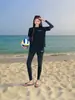 Nuevo traje de baño de dos piezas estilo coreano para mujer, de manga larga, protección solar, secado rápido, traje conservador para surf y buceo, adelgazante y que oculta el abdomen