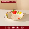 Juego de Vajilla de Cerámica Personalizado Lindo con Fresas Crema en Relieve para Comedor en Casa, Vajilla de Color Bajo Esmalte Souvenir