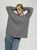Suéter de Comércio Exterior Feminino 2026 Outono Inverno Gola Redonda Pulôver Solto Estilo Europeu Americano Tamanho Plus Manga Longa Cor Sólida Malha Roupa de Fora Feminina
