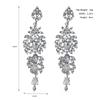 Pendientes de novia brillantes de lujo europeos y americanos, pendientes largos de aleación con diamantes de imitación para fiestas, pendientes vintage de primera calidad con diamantes completos.