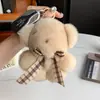 Ursinho Marrom Fofo Bolsa com Pelo de Coelho Rex Real Pingente Brinquedo de Pelúcia Chaveiro de Carro Presente de Aniversário