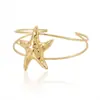 Pulsera de Metal Abierta con Forma de Estrella de Mar Exagerada, Nuevo Estilo Festivo Transfronterizo Europeo y Americano, Accesorio de Mano Versátil Estilo Bohemio de Playa