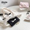 Bonita bolsa de cosméticos, nueva bolsa de cosméticos estilo coreano con lazo de encaje, monedero de gran capacidad, bolso de mano, bolso de almacenamiento para mujer.