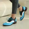 35-48 Comercio Exterior Transfronterizo AliExpress Sitio Independiente Suministro Bloque de Color Con Cordones Brogue Corte Profundo Zapatos de Mujer H639