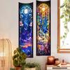 Tapiz Largo Comercio Exterior Sol y Luna Flor Fondo Pintado Tela Colgante Decoración Habitación Dormitorio Arte Estético Tela Colgante Tapiz