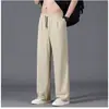 Pantalones Casuales de Seda Helada Finos y Frescos para Hombre de Primavera y Verano, Ajuste Delgado Estilo Coreano Elásticos en Cuatro Direcciones Rectos Sueltos Pantalones Deportivos