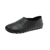Zapatos de cuero para mujer de punta cuadrada, versátiles, sencillos, sin cordones, con hendidura en la punta, de uso a la moda en dos direcciones, zapatos perezosos, de nicho retro que aumentan la altura
