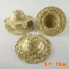 Sombrero de Paja Mini Transfronterizo Tejido a Mano Sombrero Pequeño de Paja Manualidad Sombrero Decorativo Accesorios para Joyería DIY 4-20C