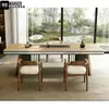 Mesa de Té y Juego de Sillas con Acabado de Madera de Nogal y Encimera de Roca para el Hogar, Mesa de Té Estilo Chino Nuevo, Mesa de Café para Oficina, Sensación de Lujo Ligero de Gama Alta, Encimera Grande