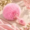Cola de Zorro Rosa Pata de Gato Linda Tapón Anal de Silicona Productos Divertidos para Coqueteo SM Tapón de Entrada Trasera Juguete de Cosplay para Adultos