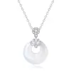 Rueda de la Fortuna al por Mayor Plata S925 Loto Calcedonia Collar Estilo Chino Versátil Joyería de Plata Suministro para Transmisiones en Vivo Fábrica