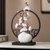 Adornos para Jarrón, Sala de Estar, Arreglo Floral, Biombo de Madera de Alta Gama, Nuevas Decoraciones Familiares de Flores Artificiales Estilo Chinoiserie, Una Pieza al por Mayor