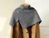 Xale de Cashmere Tricotado de Fio Duplo com 7 Pontos para Mulheres, Gola Alta Meia, Pulôver Quente, Colete para Pescoço, Capa de Tricô, Outono e Inverno