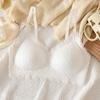 Ropa interior de encaje con espalda hermosa, fina, sin costuras, cinta de hielo, cojín para el pecho, liguero, top de tubo, pecho grande, pequeño, push-together, sujetador de espalda hermosa