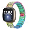 Adecuado para Fitbit versa3 aleación de zinc Correa de Diamantes versa4 tres cuentas reloj de diamantes completos correa de acero