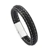 Pulseira de couro de liga masculina popular transfronteiriça moda simples europeu e americano mão - tecido jóias de aço titânio