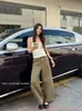 T-PLATFORM Guangzhou Treze Hongs Design Simples Retrô Patchwork Calça Casual Feminina Calça Cargo Cropped 16565