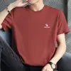 Camiseta de Manga Corta de Algodón Puro para Hombre Marca de Moda Cuello Redondo Top Negro de Moda Holgado Verano Estampada de Algodón Camiseta de Manga Corta