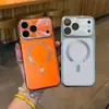 Adecuado para funda magnética láser galvanizada para iPhone 17 Pro Max, funda para teléfono para Apple 16 con cubierta de protección de película para lente incorporada