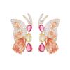 Pendientes de lujo ligeros de estilo francés con nicho de aguja de plata s925 de alta calidad con incrustaciones de circonita brillante y doble mariposa voladora Biyi