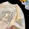 Camiseta de Manga Corta para Hombre de Verano, Estilo Perezoso, Estampado Infantil de Dibujos Animados Americanos, Algodón Puro Fino, Casual Versátil