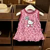 Dulce Fresco Estampado de Leopardo Niña Bebé Verano Nuevo Elegante Lindo Gatito Lazo Vestido de Tirantes Elegante Top de Tirantes