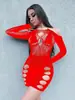 Lencería Sexy Nueva Falda Corta Transfronteriza Europea y Americana Falda que Cubre la Cadera Malla Hueca Sexy Tentación Sexy de Manga Larga W701
