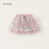 Roupas Infantis Bangxuan Vestido de Princesa para Meninas Saia de Tule Floral Delicada para Crianças Saia Tutu Rosa para Bebês Saia para Crianças Pequenas