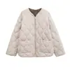 Ropa de Mujer Transfronteriza Invierno 2025 Estilo Europeo y Americano Acolchada de Algodón Cuello Redondo Manga Larga Un Botón Bolsillo con Solapa Pantalones Chaqueta de Algodón Holgada Gruesa
