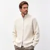 Cárdigan de Punto con Cuello Alto y Cremallera para Hombre Otoño Invierno Grueso Doble Cremallera Abrigo Suéter Textura de Sarga Holgada Ropa de Abrigo