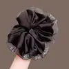 Goma para el pelo de Organza para mujer, Negra, Estilo Vintage de Alta Gama, Pedrería Fina, Satén, Goma Grande para el pelo, Diadema para mujer