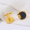 AliExpress deseo Venta Caliente Gemelos Redondos de Ónice Negro y Diamante Moda Francesa Gemelos para Camisa de Hombre