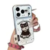 Funda para Teléfono con Etiqueta de Cachorro Bordada Compatible con iPhone 16 Pro Max Funda para Teléfono Apple 17 Funda de Transformación Instantánea Galvanizada