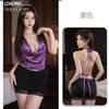 Conjunto de Lencería Shuoyao Secretario de Abstinencia de Cuello Abierto Espalda Descubierta, Atuendo Sexy que Revela el Escote y Abraza los Glúteos, Seductor