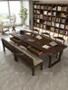 Escritorio de Madera Maciza con Almacenamiento en Cajón, Convertible en Mesa de Comedor, Escritorio de Estudio, Mesa de Conferencias, Escritorio de Oficina, Mesa Larga