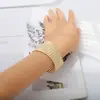Pulsera Amplia Abierta Brillante de Estilo Popular Europeo y Americano con Rayas Metálicas Irregulares, Pulsera Vintage Exagerada Chapada en Oro