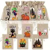 Venda Quente Transfronteiriça Halloween Conjunto de Bolsos com Cordão de Linho Festa Infantil Doces Cordão Armazenamento de Presentes Bolsa Decorativa de Tecido