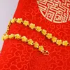 Pulseira Estilo Nacional Flor Rosa Dourado Areia Vietnamita para Mulheres, Cor Duradoura, Latão Imitação Pixiu, Joia Novo Estilo Chinês