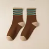 Nuevos Calcetines de Otoño e Invierno para Hombres y Mujeres Calcetines Gruesos Cálidos con Forro de Felpa Japonés calcetines de toalla de piso de tres rayas de rizo calcetines de tubo medio