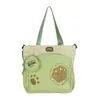 Bolsa de lona multi-color con estampado de pata de oso suave y linda, bolso de mano y bandolera de doble uso, bolsa escolar de gran capacidad para estudiantes