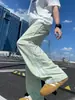 Pantalones Deportivos de Seda Helada Dopamina Secado Rápido para Hombre Verano Delgados con Parches de Malla Rayados Holgados Rectos Casuales Largos