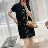 Ropa de Mujer Transfronteriza con Diseño Francés, Estilo Retro Nicho, Estilo Socialité, Cuello Polo, Vestido de Punto Recto Holgado