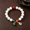 Pulsera estilo étnico de ágata y cuentas de vidrio con un charm vintage, pulsera de ámbar de 10 mm, artículo popular para transmisiones en vivo de comercio electrónico