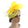Tocado de novia estilo europeo y americano de gran venta transfronteriza, accesorio para el cabello con orejas de conejo, sombrero de copa, tocado vintage de malla con plumas y flores para mujer.