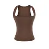 Chal de Tencel Lyocell con Cuello en U Grande y Hombros Estrechos, Camiseta sin Mangas Elástica Ajustada de Verano para Fitness, Estilo de Blogger