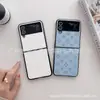 Funda para Teléfono Móvil Samsung Zflip4 Flor Pentagonal Marca de Moda Plegable Zflip7 Cubierta Protectora de Cuero Modelo de Lujo para Mujer