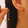 Pendientes de estrella y luna de alta gama, de moda transfronteriza europea y americana, sencillos y elegantes, con borlas que combinan con todo.