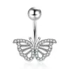 Anillos para el Ombligo Populares Transfronterizos al Mayoreo, Anillos para el Ombligo Roscados con Cabeza Redonda en Forma de Corazón con Incrustaciones de Zircón, Joyería para el Ombligo Piercing de Barra Gruesa