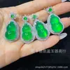 Pingente Folha de Calcedônia Verde Gelo Incrustado Banhado a Prata, Nova Joia de Colar Gourd de Ágata Estilo Chinês, Atacado em Estoque